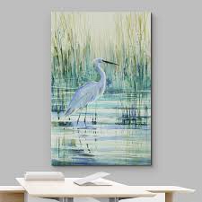 Condition photo showing New/Like New for IDEA4WALL Crane Bird in Pool Canvas Art