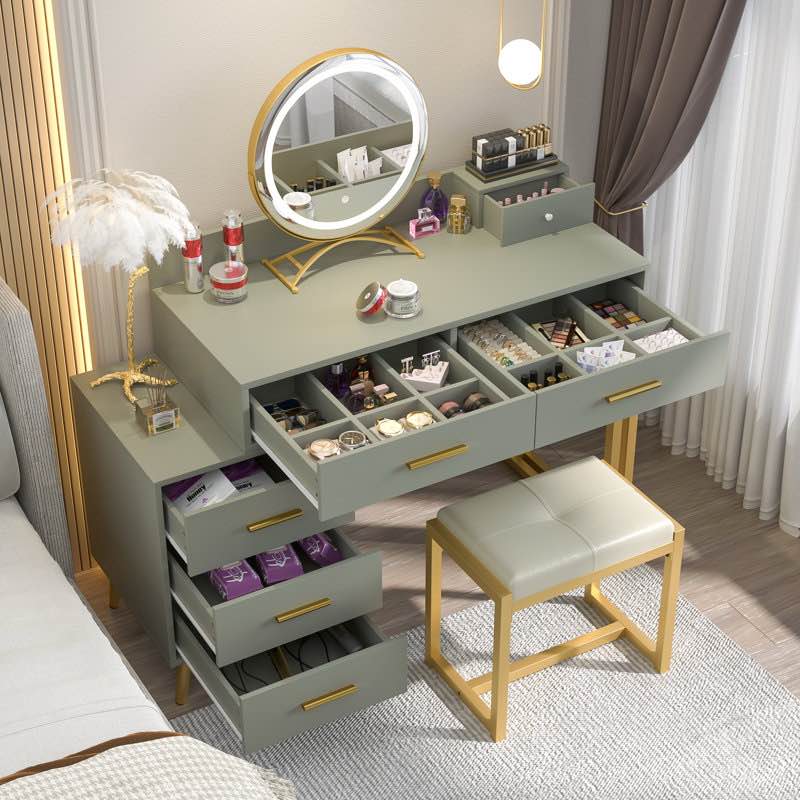 Foivos Makeup Vanity Desk with Mirror and Stool