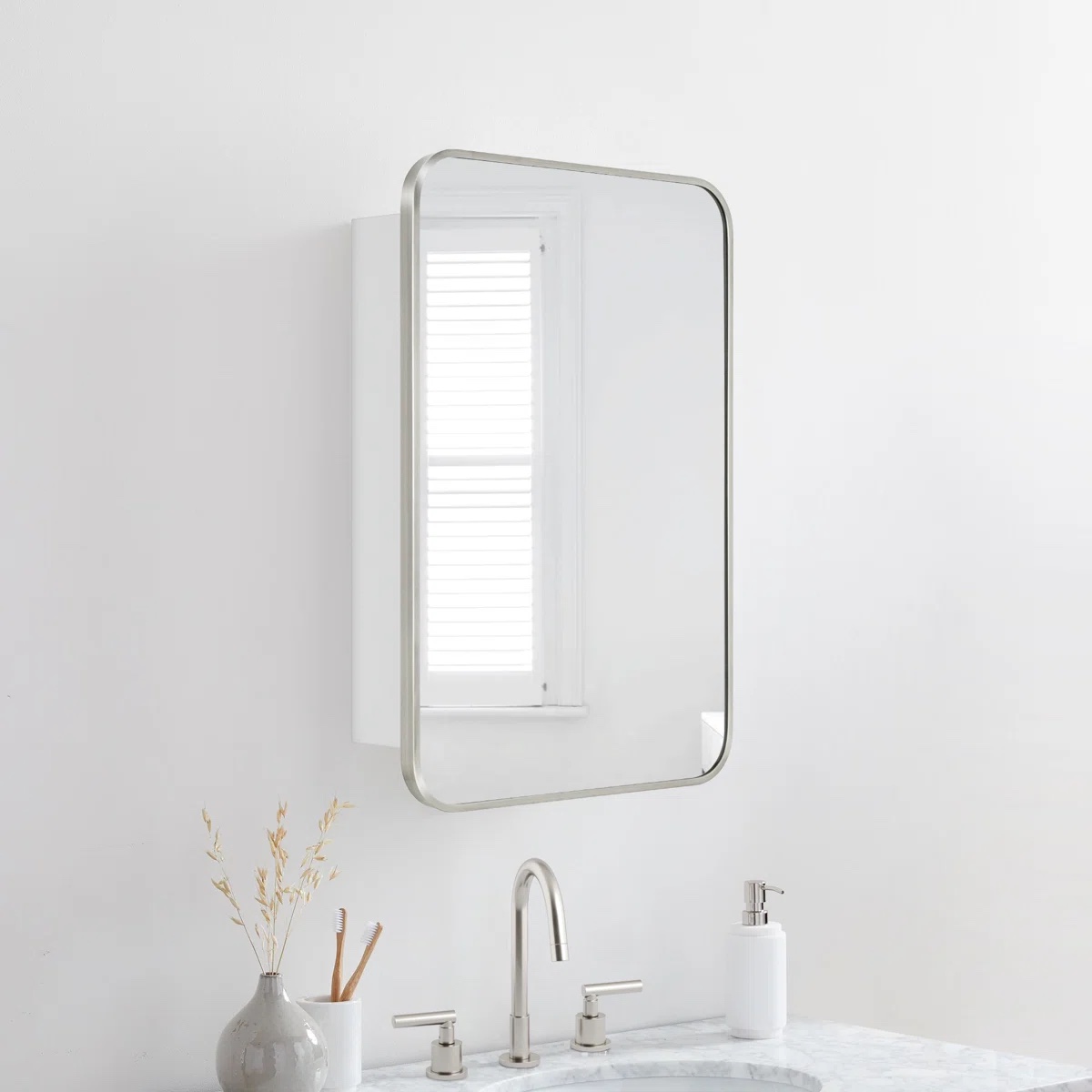 garnes recessed or surface mount framed medicine cabinet with adjustable shelves