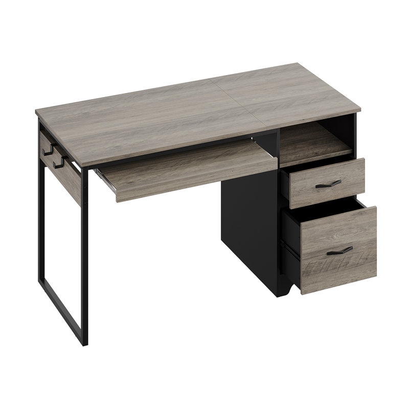Daylon 48'' Computer Desk with File and Storage Drawers, Writing Desk with Keyboard Tray&Practical Hook and Open Compartments