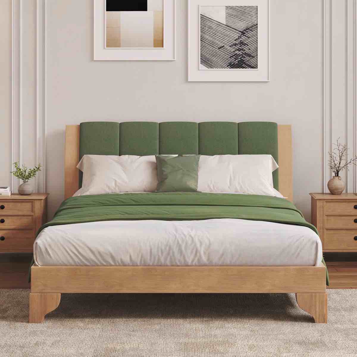 Full Wood Bed Frame With Headboard, Modern Bed For Home