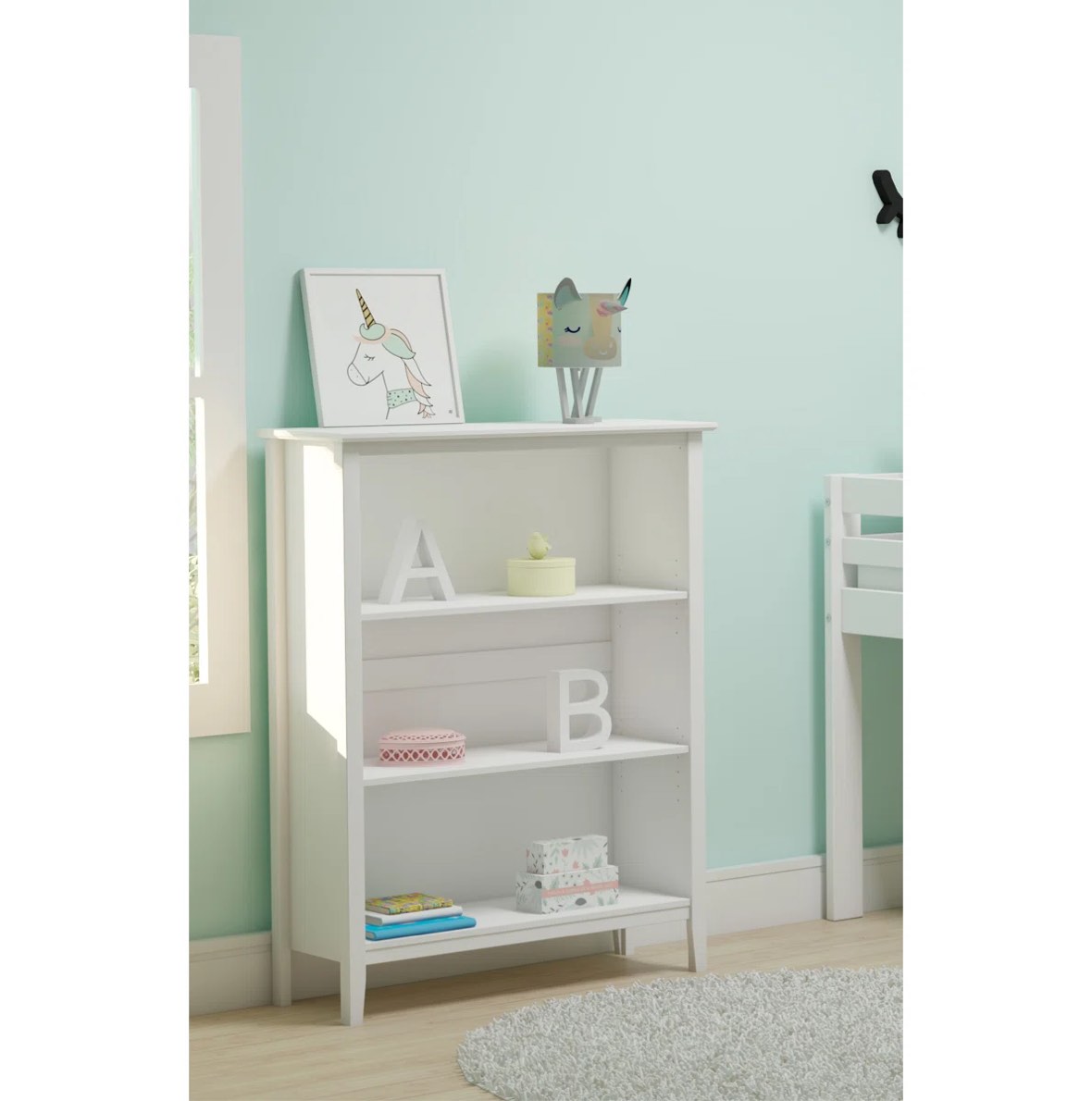 Husby 36" Wide Wooden Bookcase With 3 Shelves