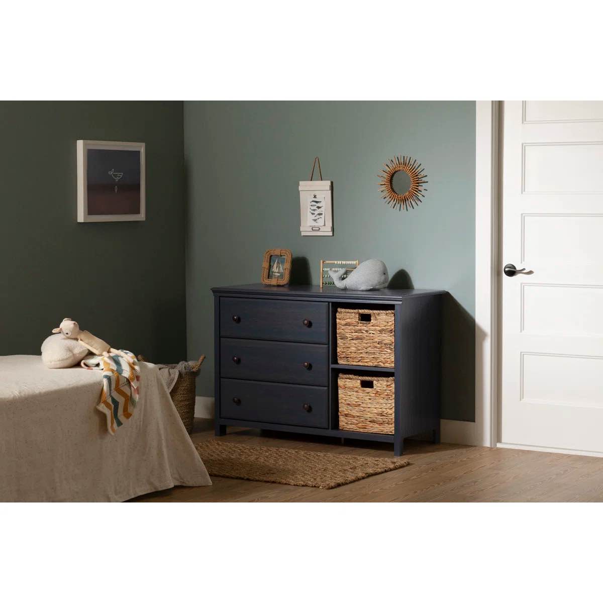Cotton Candy 3-Drawer Dresser with Storage Baskets