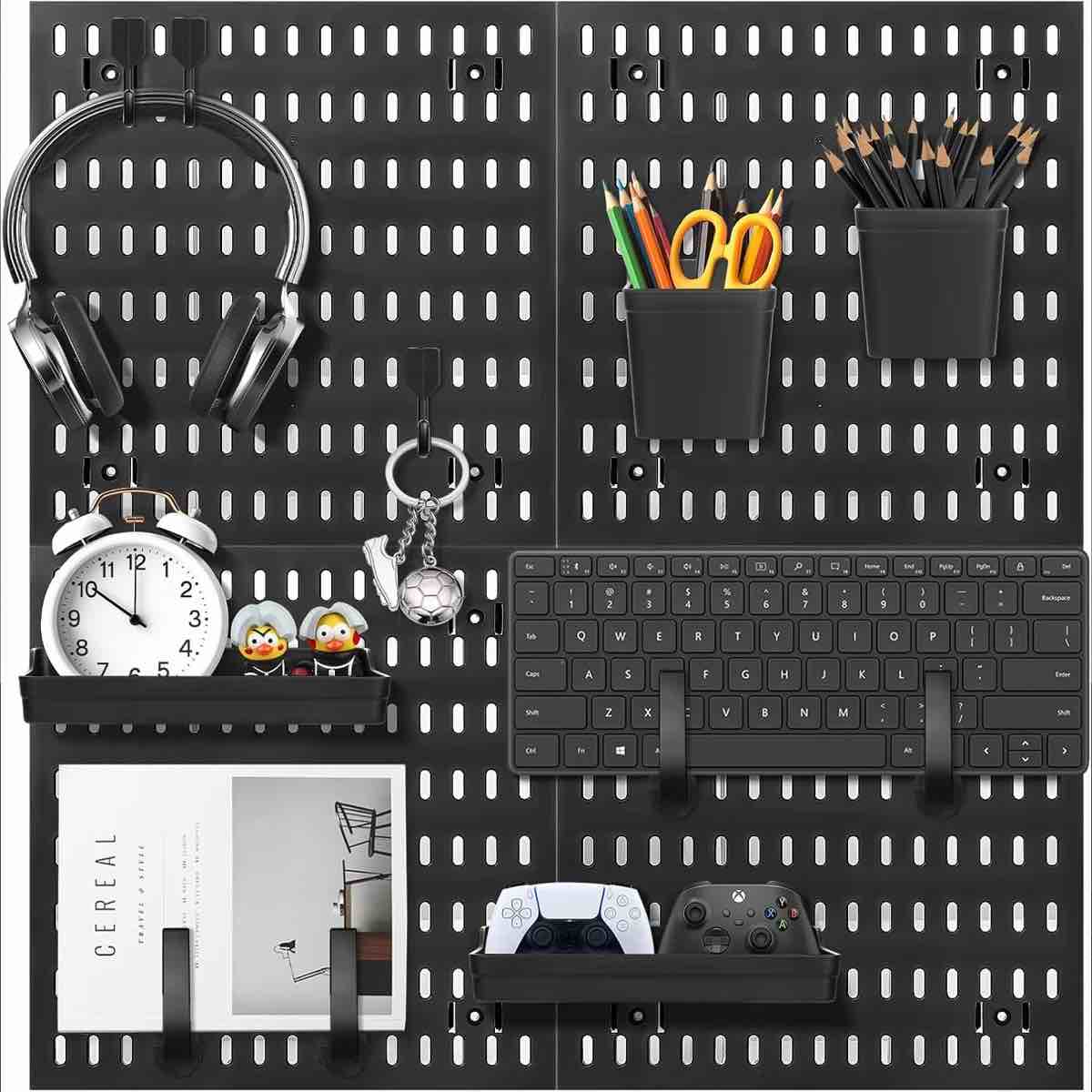 pegboard, 6 pcs 30"×30" metal peg board panels modular wall organizer kit