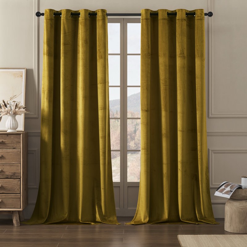 deavion velvet solid color metal grommets room darkening curtain panels (set of 2) 52”x90”
