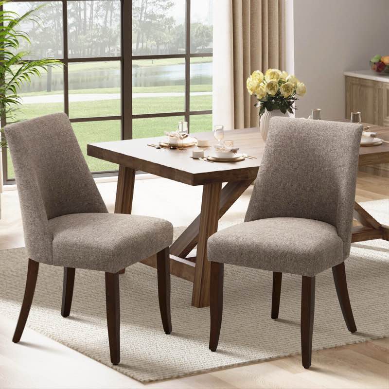 parsons fabric upholstered dining chair solid wood side chair (set of 2)