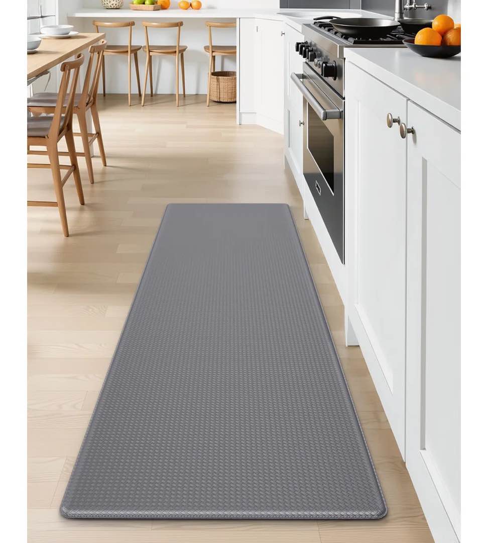 kitchenclouds kitchen mat cushioned anti fatigue kitchen rug 17.3"x60" water resistant non slip kitchen rugs and mats standing desk mat comfort floor mats for kitchen house sink office (grey)
