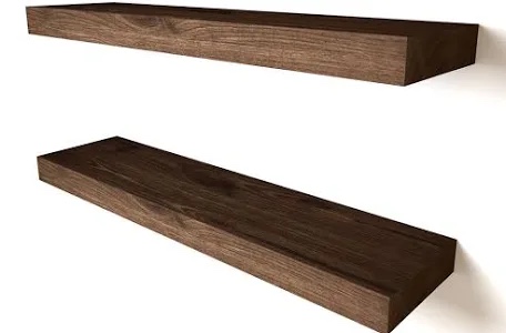 2 piece solid wood floating shelf