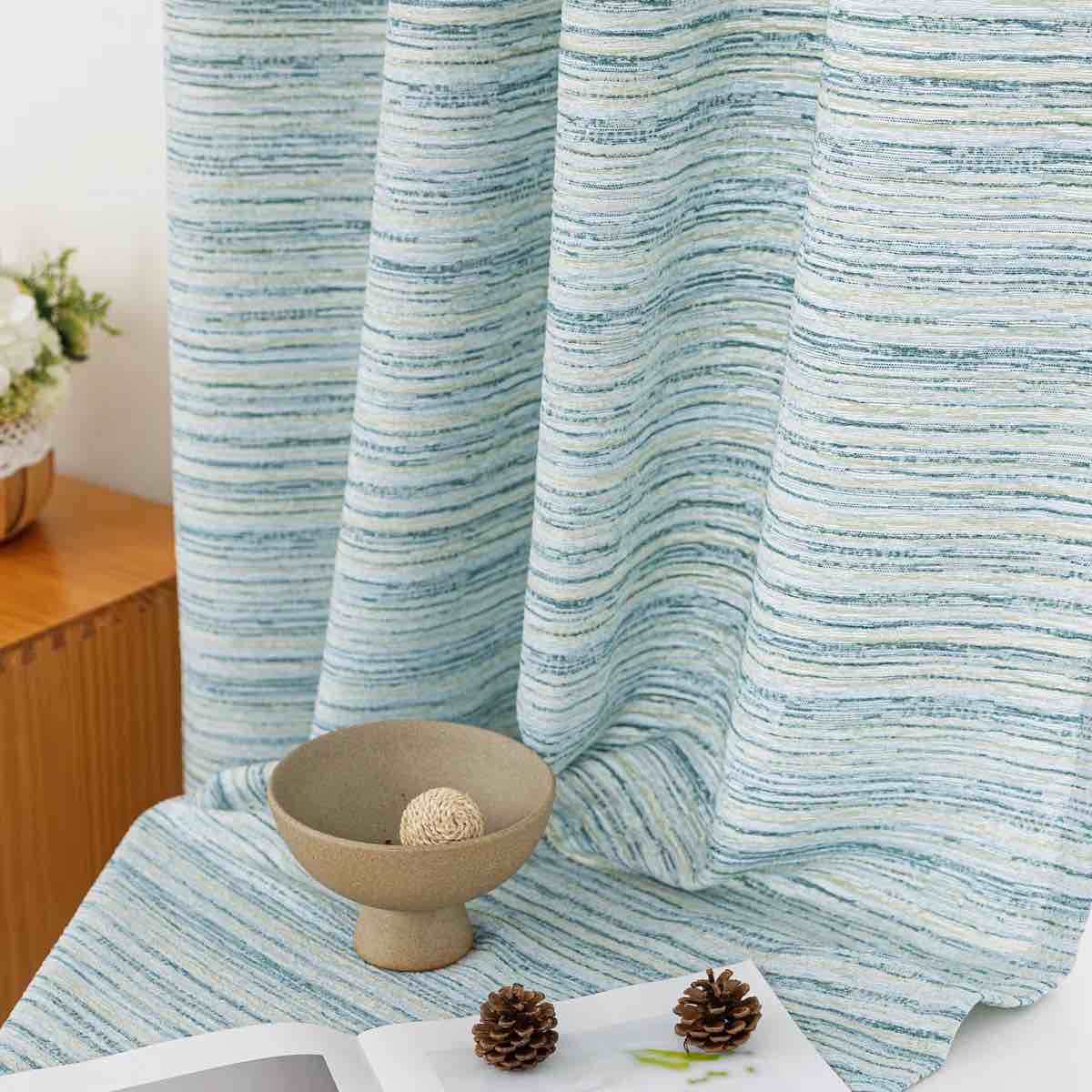 ombre gradient striped jacquard light filtering curtain pair (set of 2)