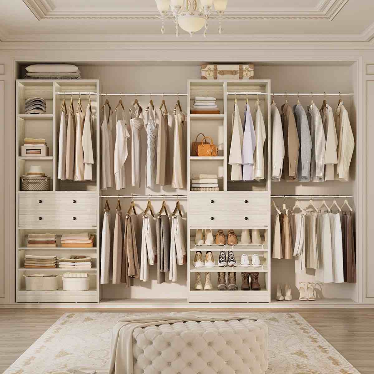 Latitude Run  Closet System With 4 Wooden Drawers And Shoe Racks