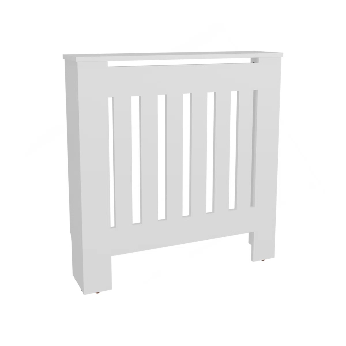 Radiator Cover Cabinet With Slatted Panel, Modern Home Furniture For Heating Units, Ventilated Decorative Enclosure, White