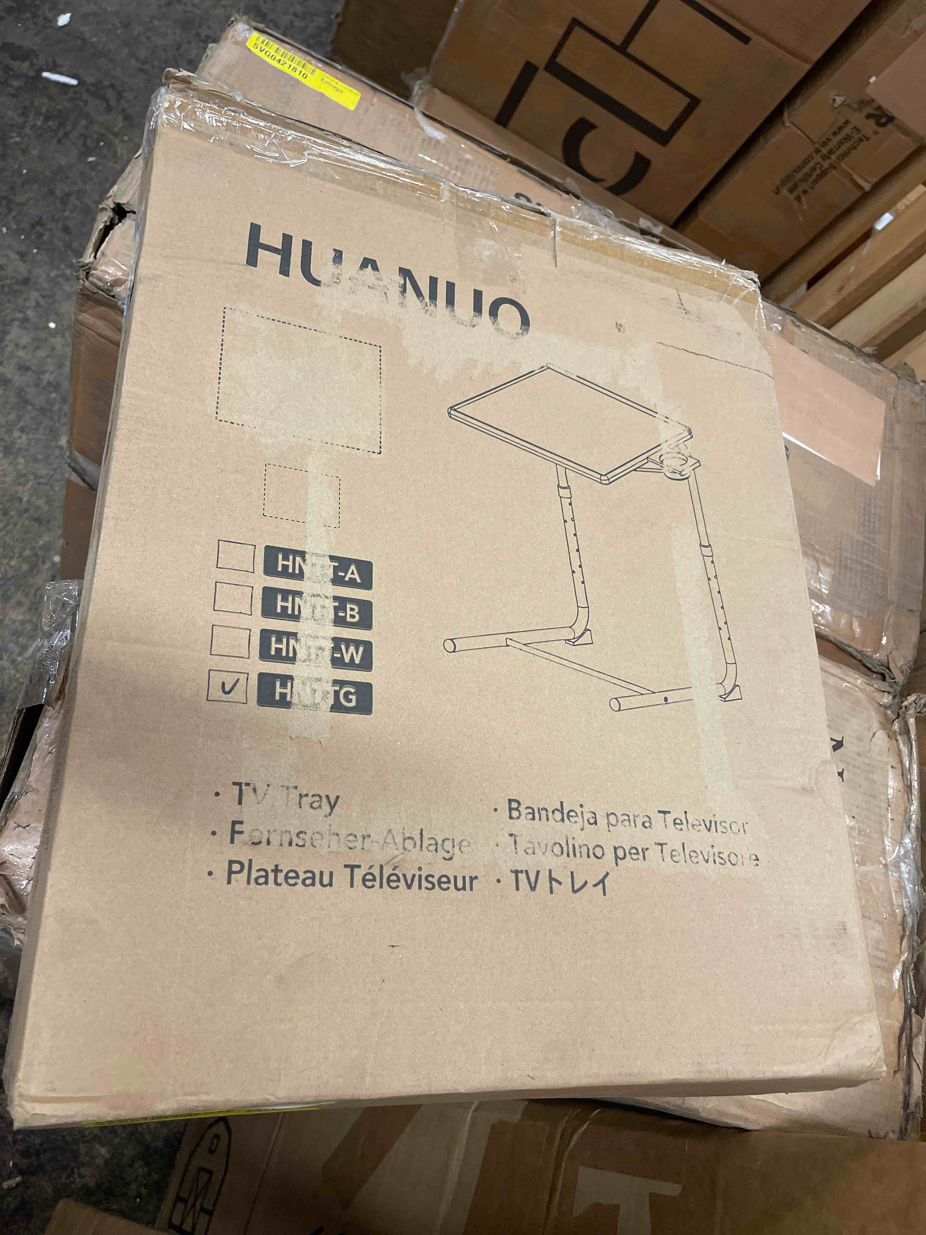 Condition photo showing New/Like New for huanuo adjustable tv tray table - tv dinner tray on bed & sofa, comfortable folding table with 6 height & 3 tilt angle adjustments (gray)