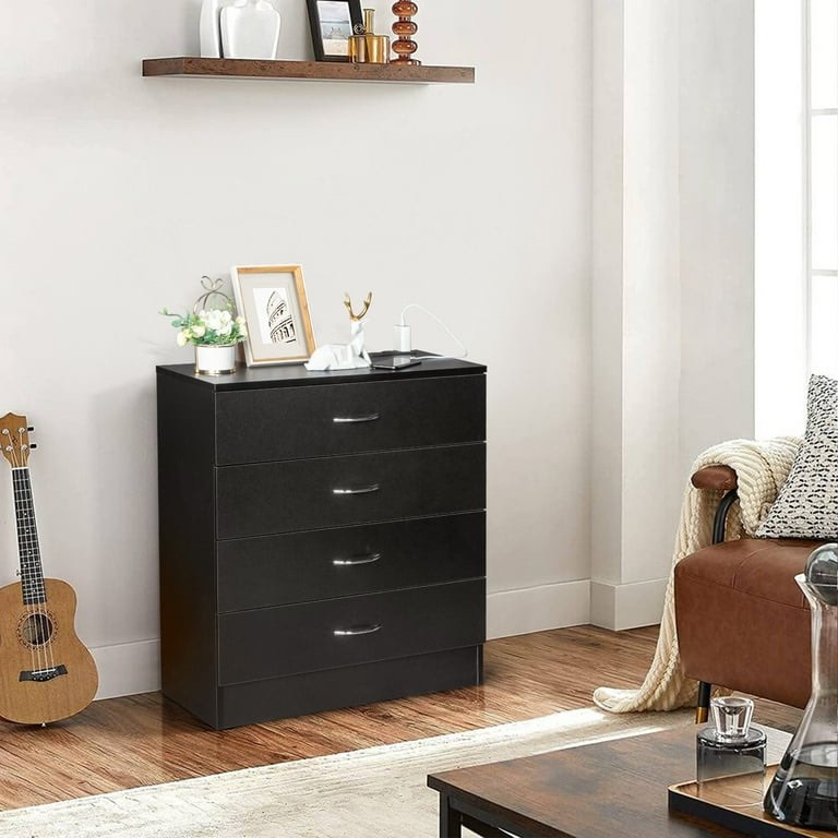 Condition photo showing New/Like New for dresser with 2 power outlets ,2 usb, chest of 4 drawers, vanity dresser with charging station, for bedroom living room, black