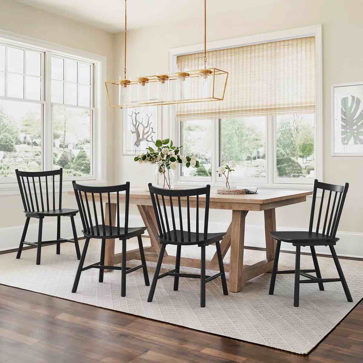 Condition photo showing New/Like New for solid wood windsor back side chairs and dining chairs (set of 4)
