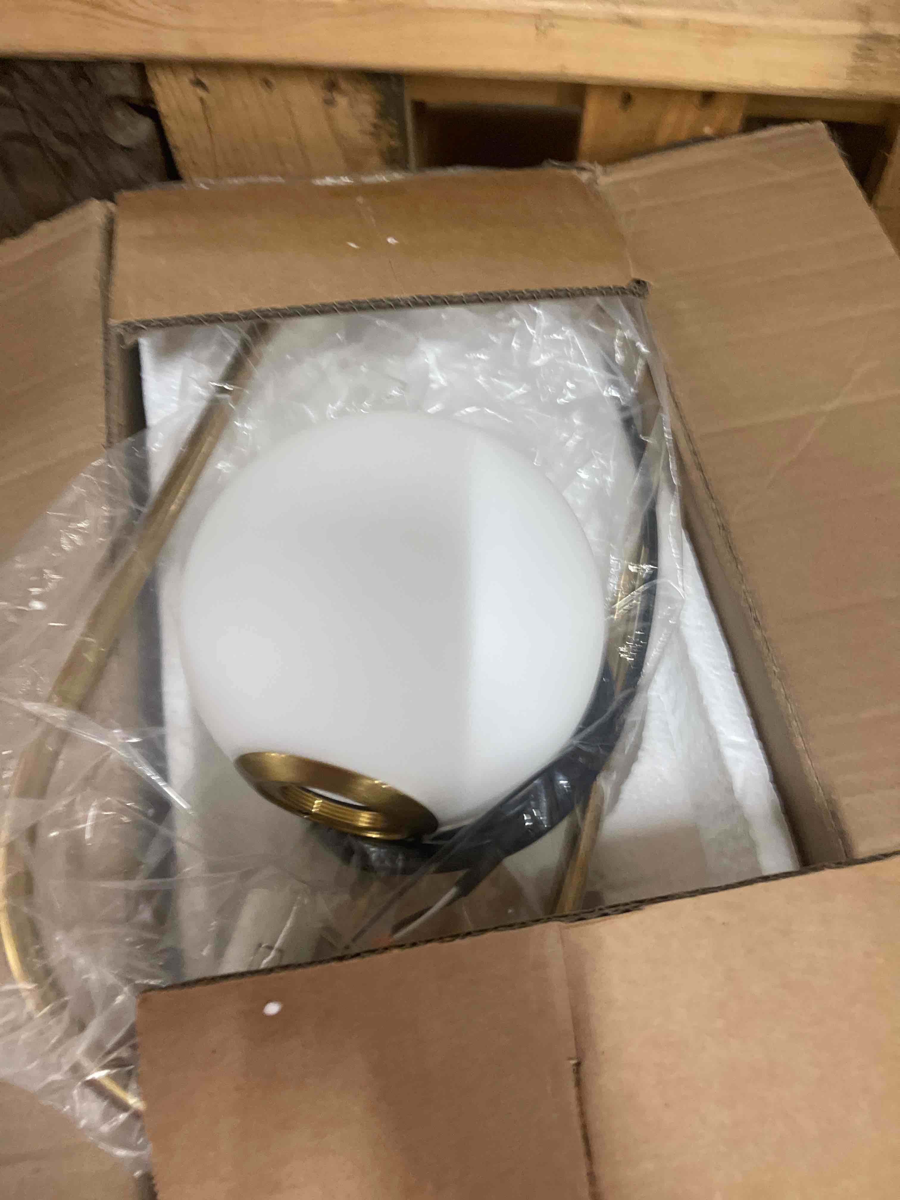 Condition photo showing New/Like New for mid century modern table lamp white glass shade nightstand lamp small gold table lamp for bedside bedroom living room office