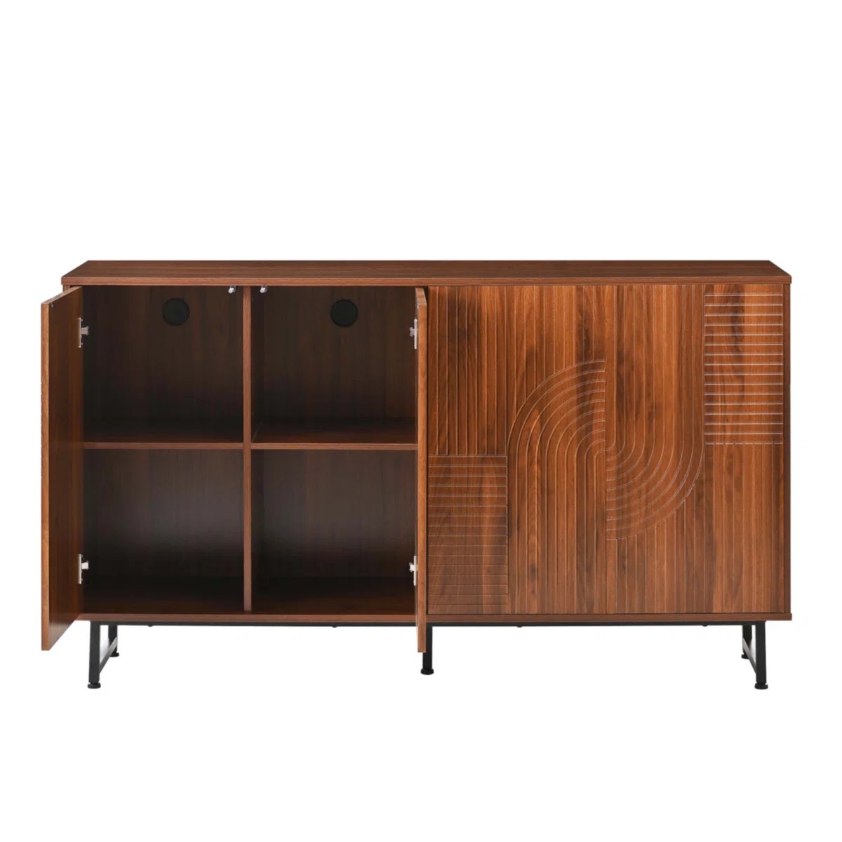 Condition photo showing New/Like New for mid-century modern walnut sideboard buffet cabinet
