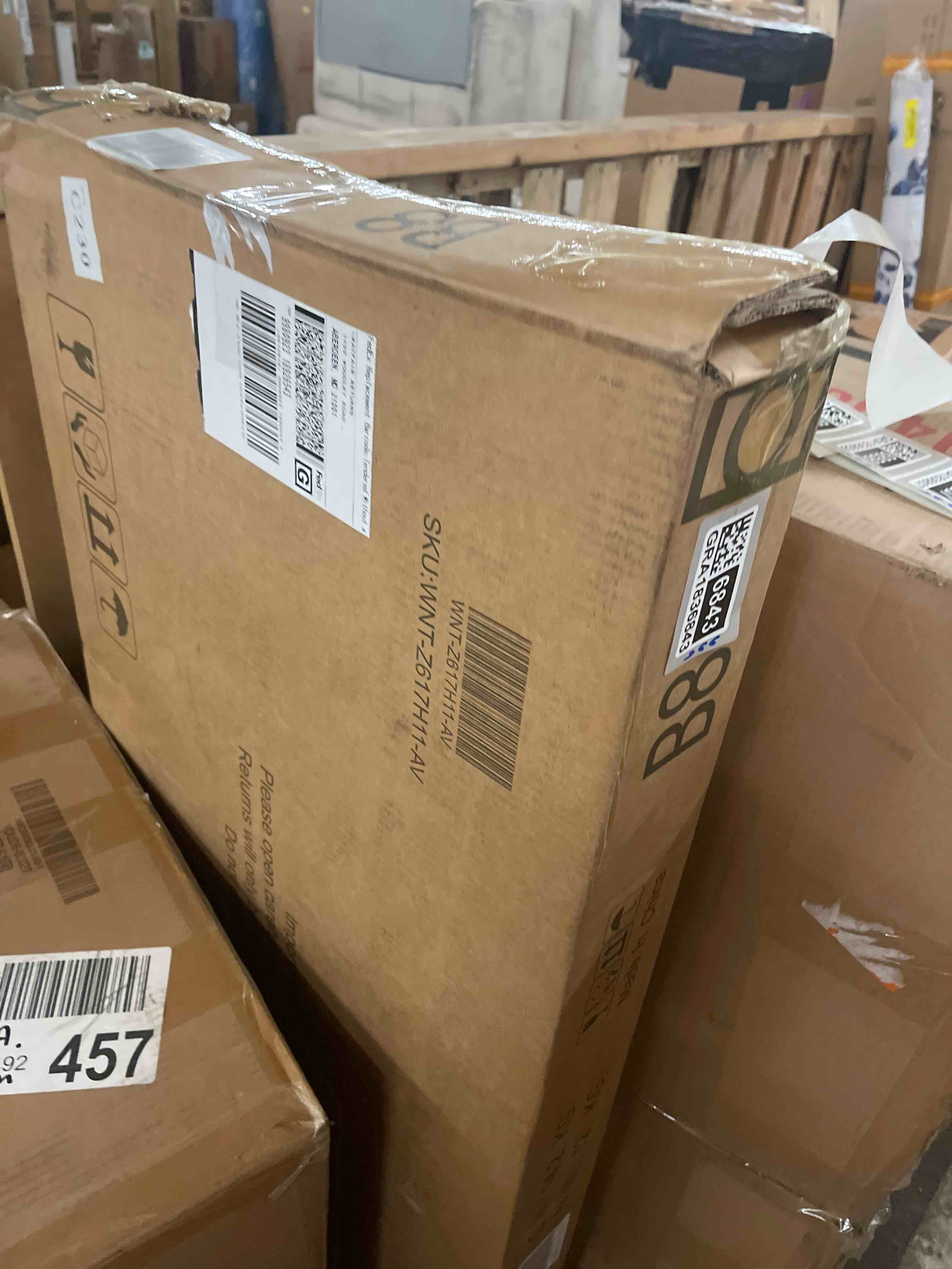 Condition photo showing New/Like New for oval coffee table for living room, 43.3” farmhouse coffee tables with storage, 2-tier wood center table with storage shelf low tea table for small space, home, office, easy assembly (walnut)