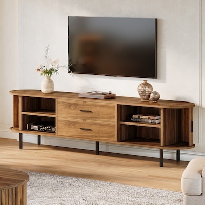 Condition photo showing New/Like New for tribesigns tv cabinet farmhouse/rustic walnut 70.8-in w tv stand