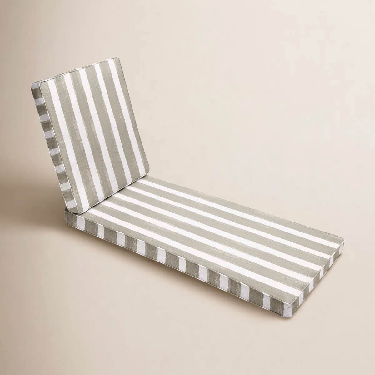 Condition photo showing New/Like New for set of 2- gia striped indoor/outdoor seat/back chaise lounge cushions