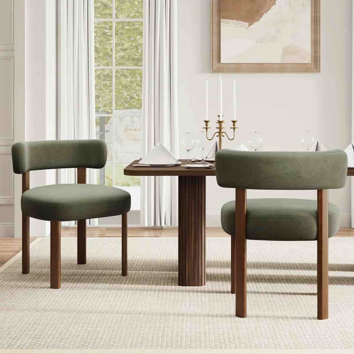 upholstered solid wood dining chair side chair (set of 2)