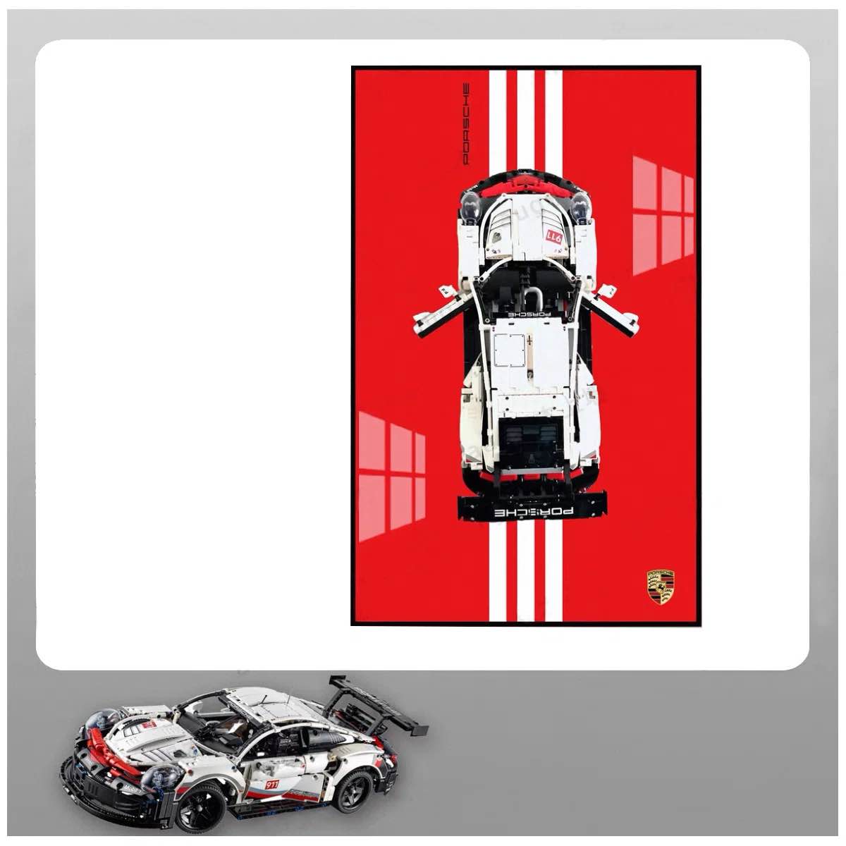 Condition photo showing New/Like New for assembled building block car poster display, wall art