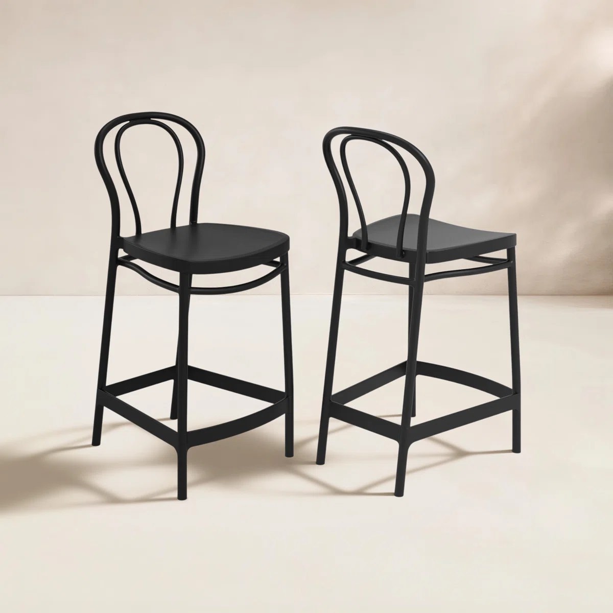 Condition photo showing New/Like New for farrah 41.7'' solid back outdoor bar stool (set of 2)