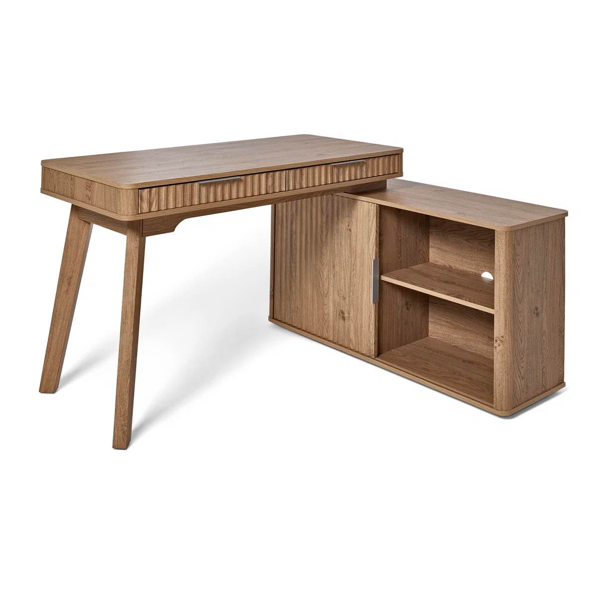 Condition photo showing New/Like New for jahnke wave  montana oak imitation corner desk