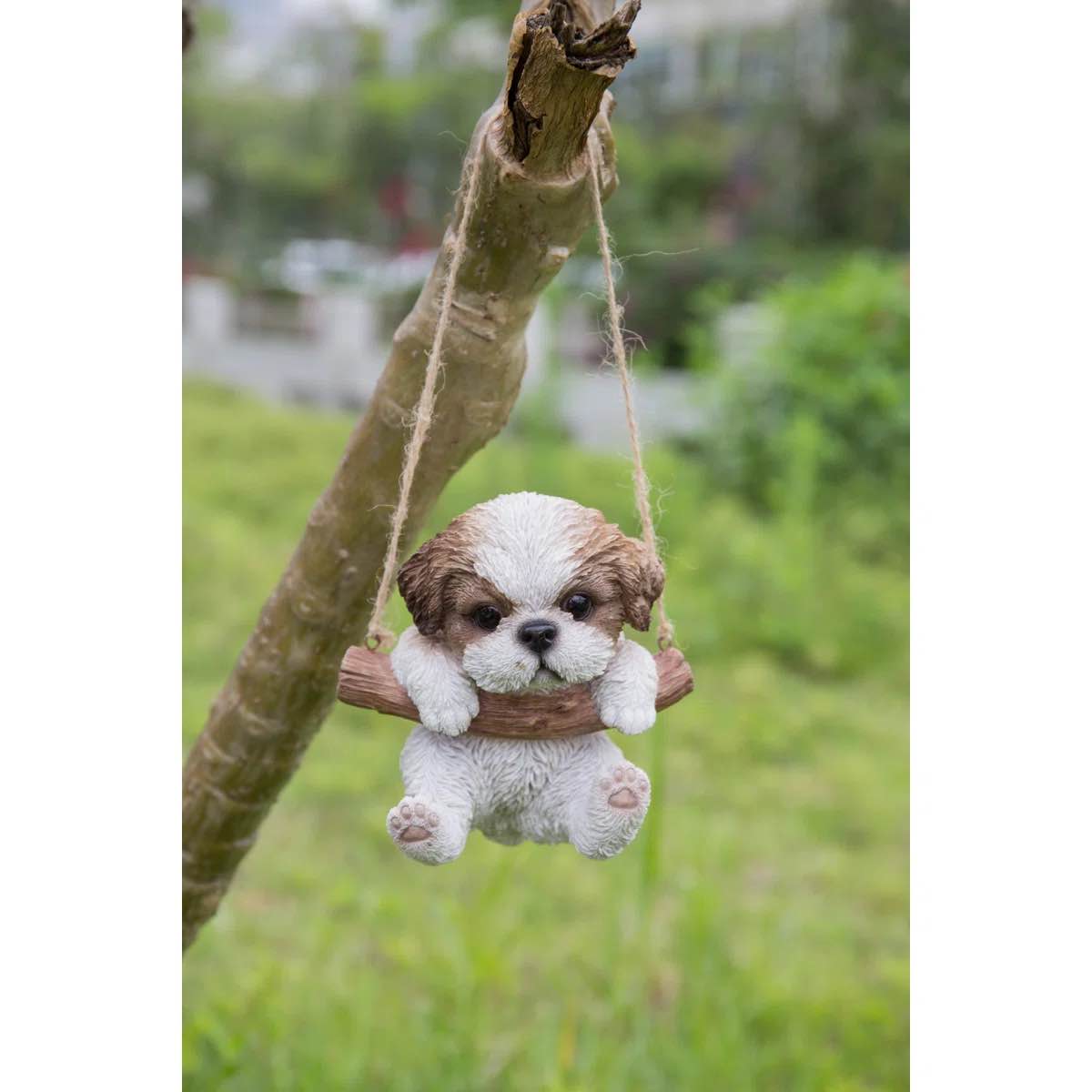 Condition photo showing New/Like New for (2) 1- shih tzu puppy hanging statue & 1- hanging tabby kitten statue