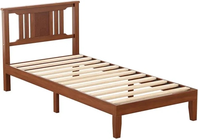 Condition photo showing New/Like New for sweetcrispy walnut finish platform bed frame with headboard twin