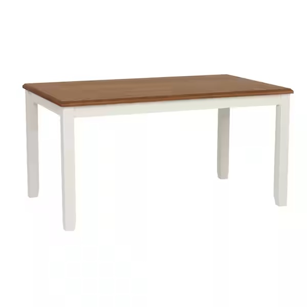 twyla vanilla white and brown wood 60 in. 4-leg dining table seats 6