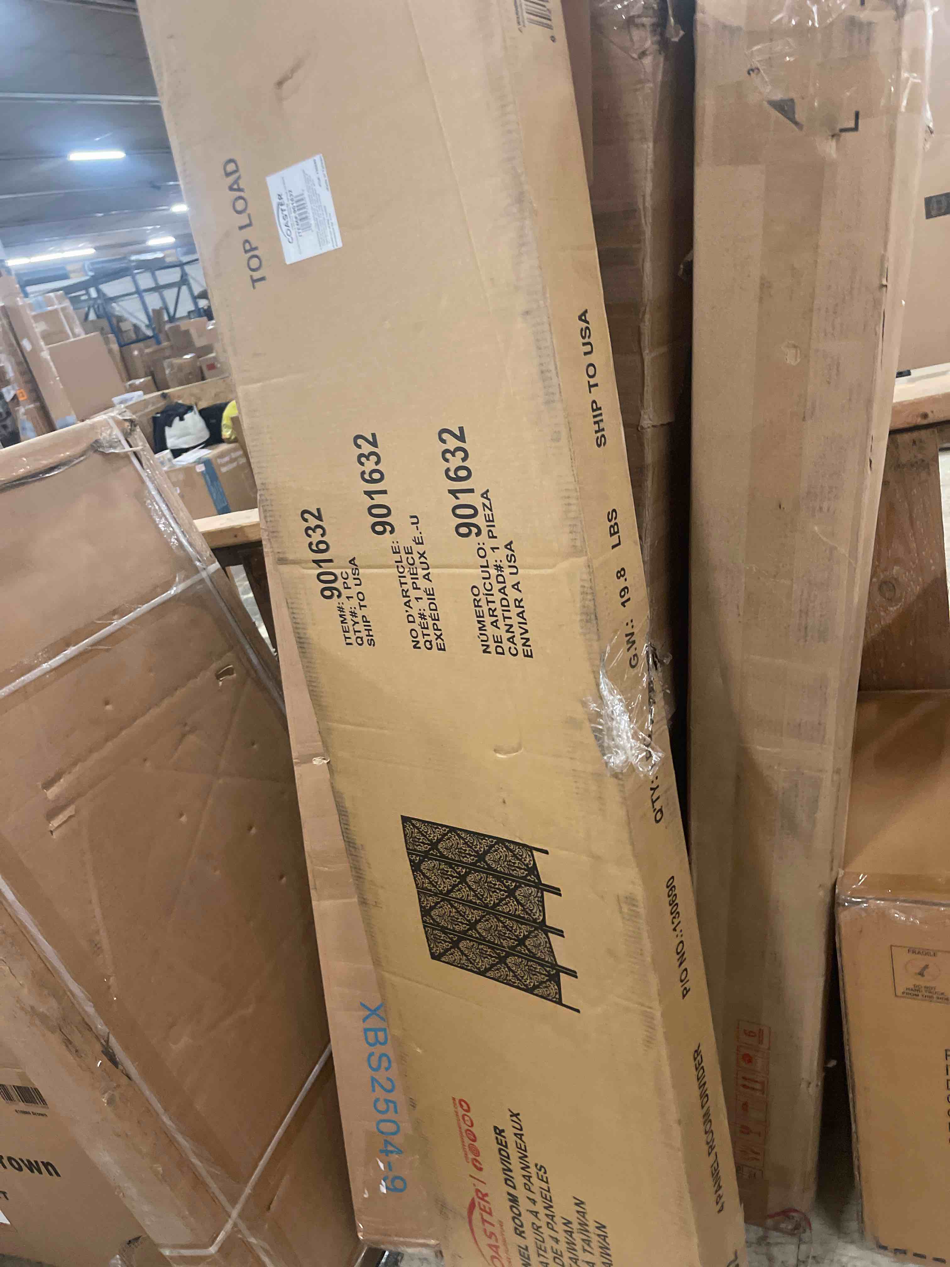 Condition photo showing New/Like New for coaster furniture 4-panel folding floor screen black damask 901632