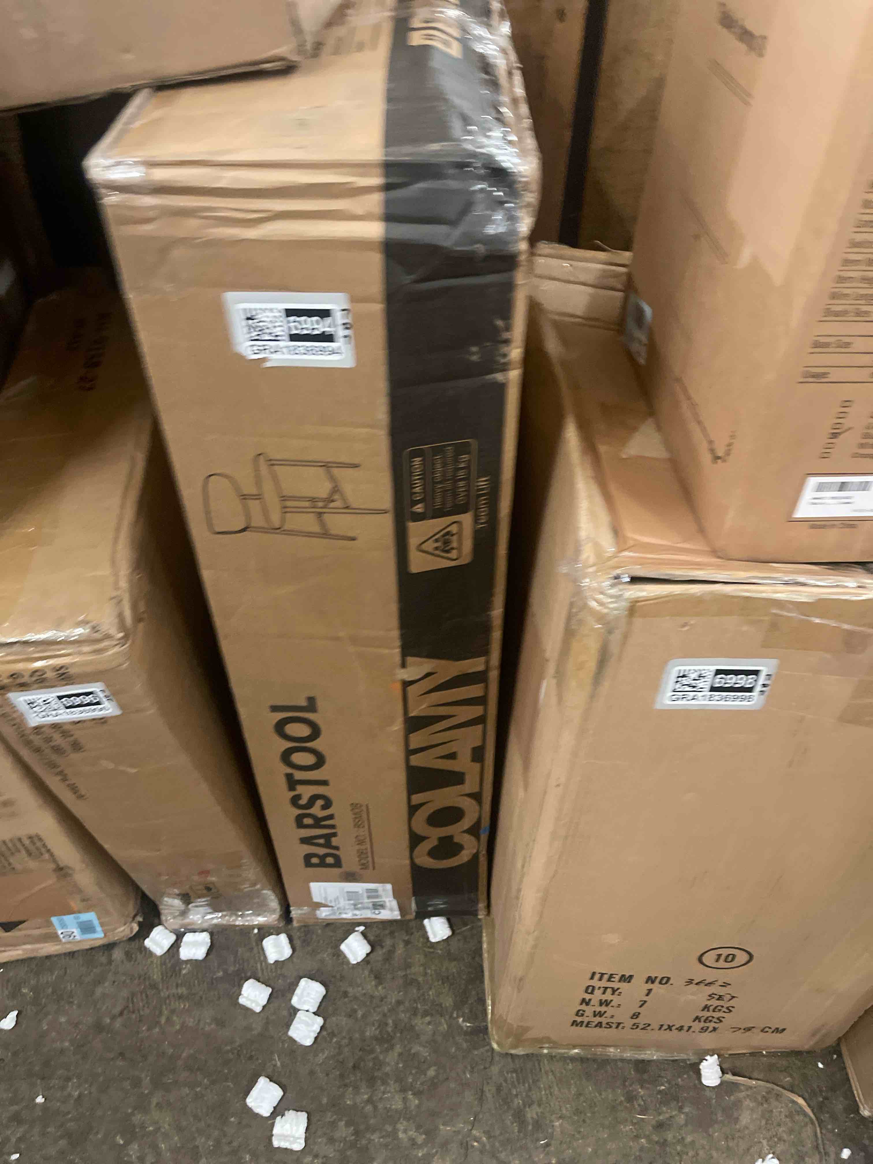 Condition photo showing New/Like New for colamy upholstered counter bar stools, kitchen island stools with back, modern counter height stools with wood legs for kitchen island dining room bar, camel