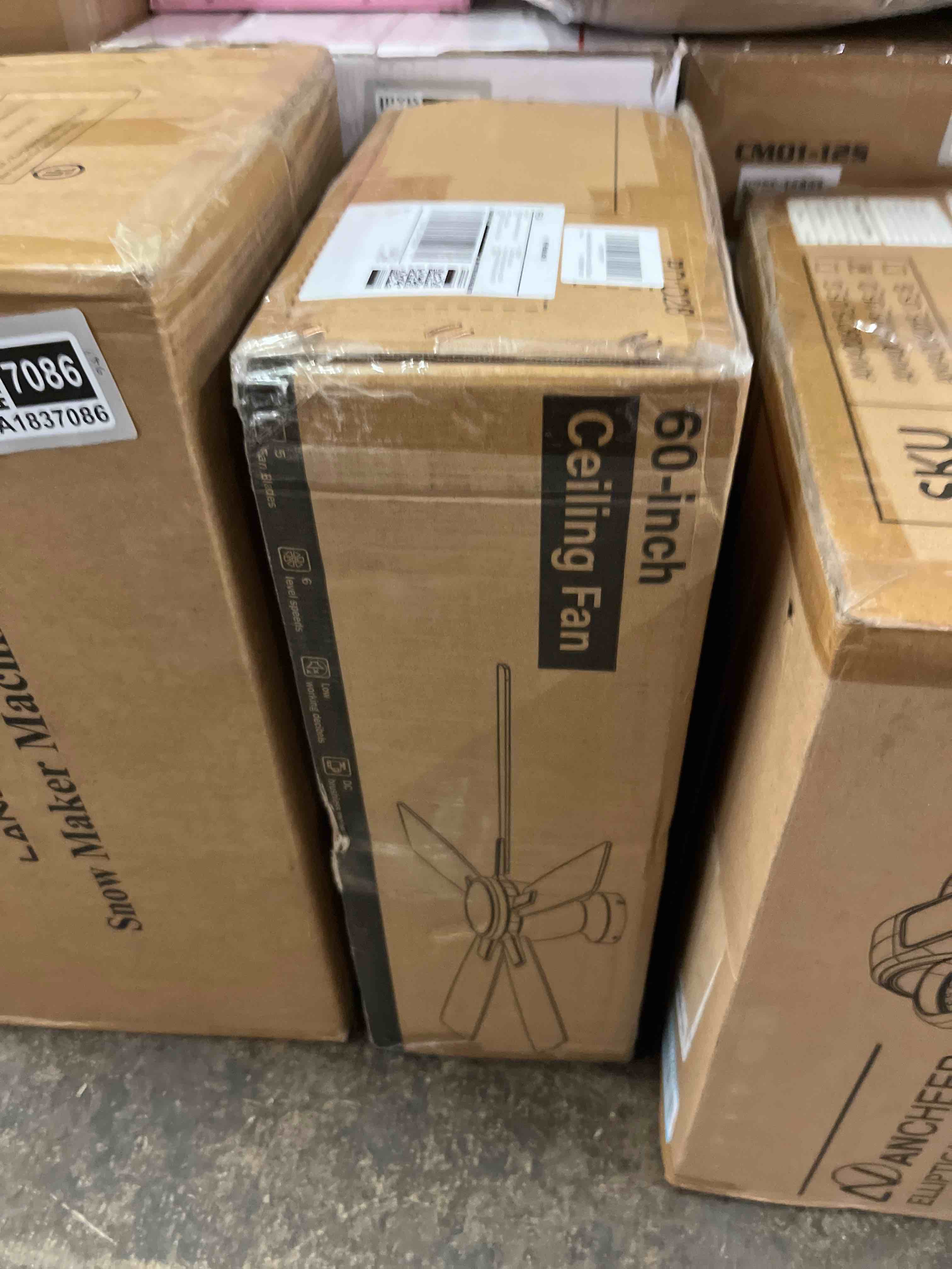 Condition photo showing New/Like New for Fanbulous 60 inch Ceiling Fans with Lights, Smart Flush Mount Ceiling Fan and Remote APP, Modern Low Profile, 3CCT 20W LED with 6-Speeds Quiet Reversible Motor for Bedroom, Living Room, Kitchen, Black