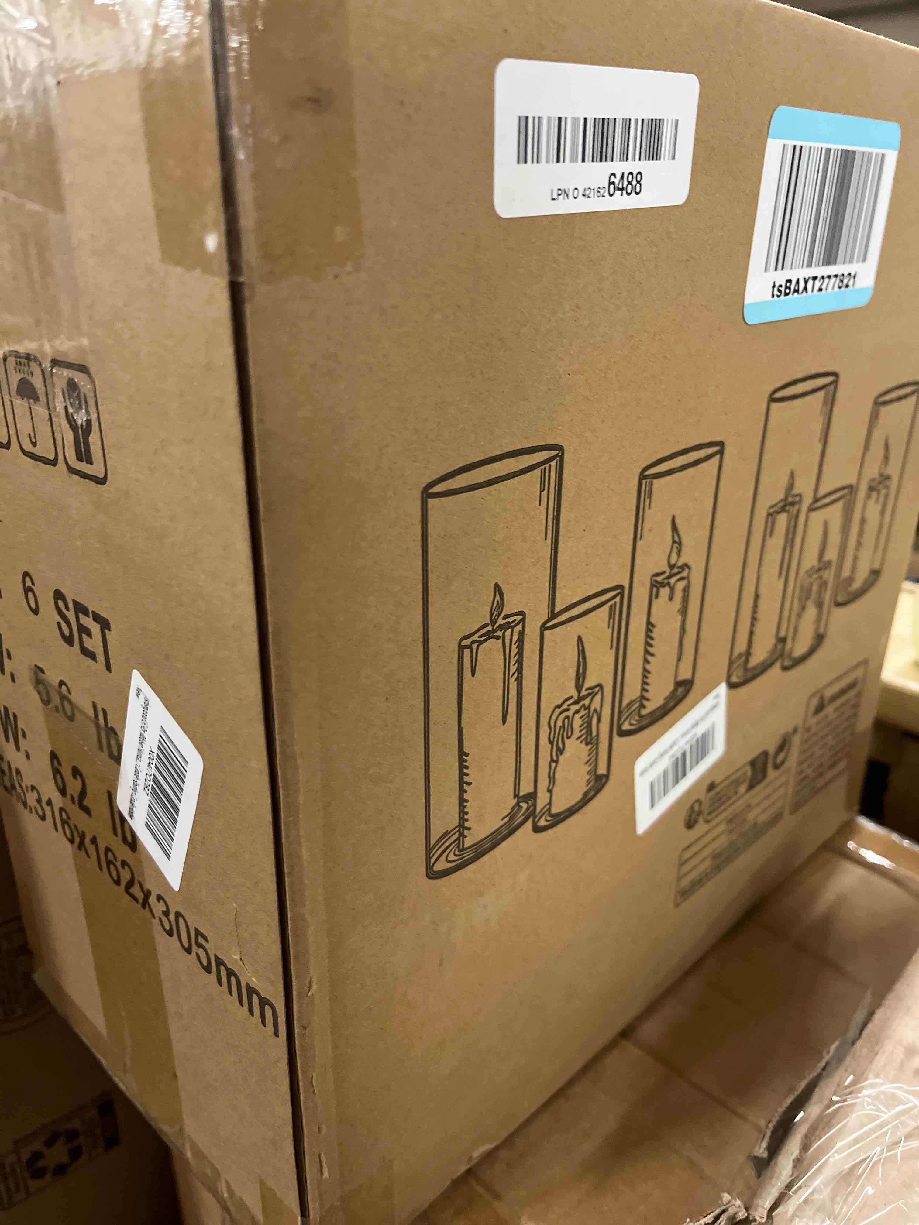 Condition photo showing New/Like New for yshengood 6 Pcs Glass Hurricane Candle Holder Ribbed Glass Candle Holder - Elegant & Easy to Use, Perfect for Wedding, Holiday, Party Decor, Home and Event Essential