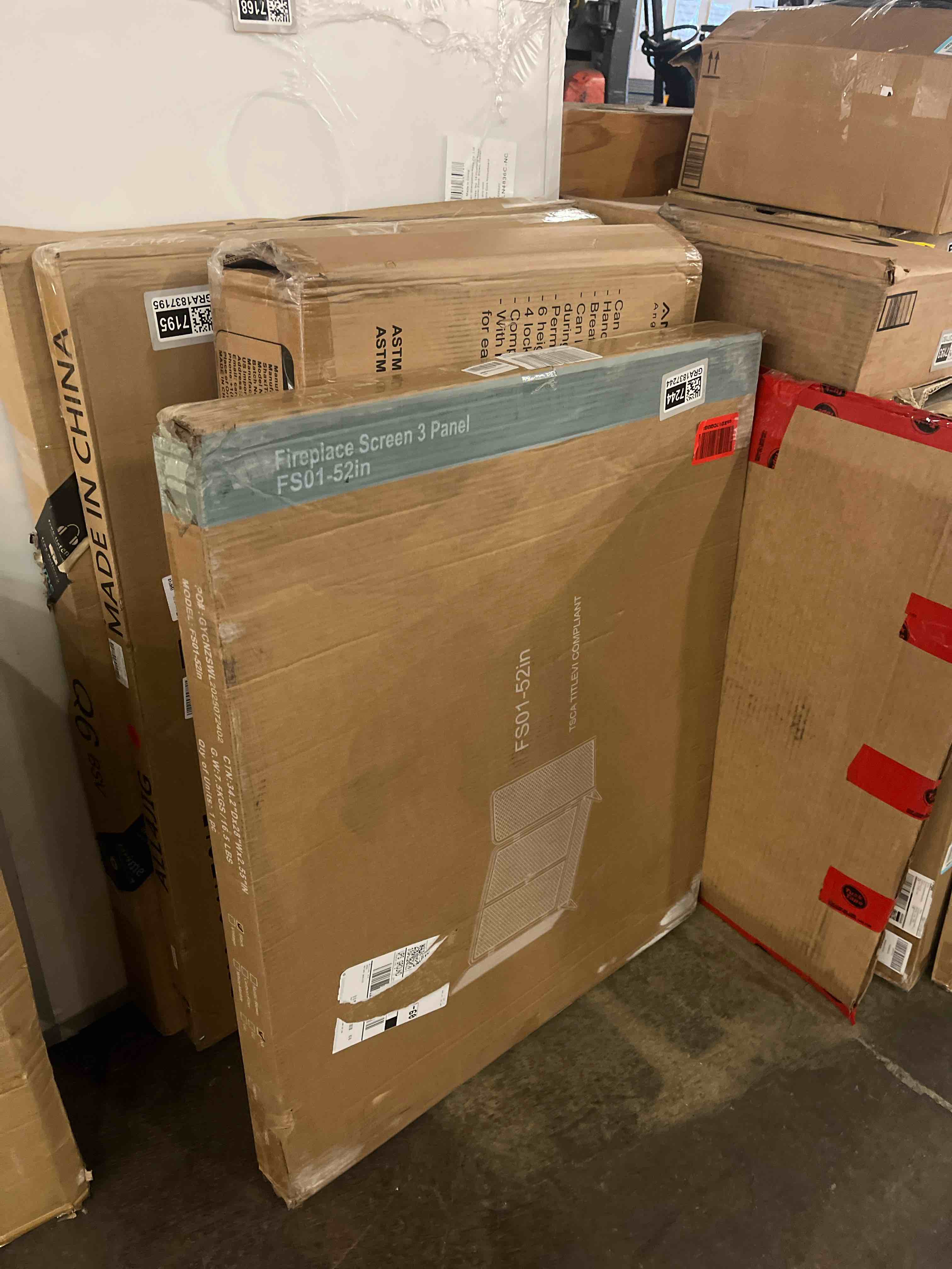 Condition photo showing New/Like New for Mr IRONSTONE 3 Panel Fireplace Screen 51.5" W x 32.5" H Modern Foldable with Wrought Metal Decorative Mesh, Heavy Duty Fire Spark Guard Cover for Home Decor Indoor, Black