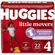 Huggies Size 4 Diapers, Little Movers Baby Diapers, Size 4 (22-37 lbs), 150 Count, Packaging May Vary
