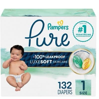 Pampers Pure Protection Diapers Pack Size 1 - 132 ct