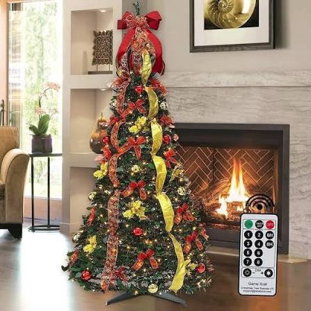 6' Pre-Lit Gold and Red Pre-Decorated Pop-Up Artificial Christmas Tree    