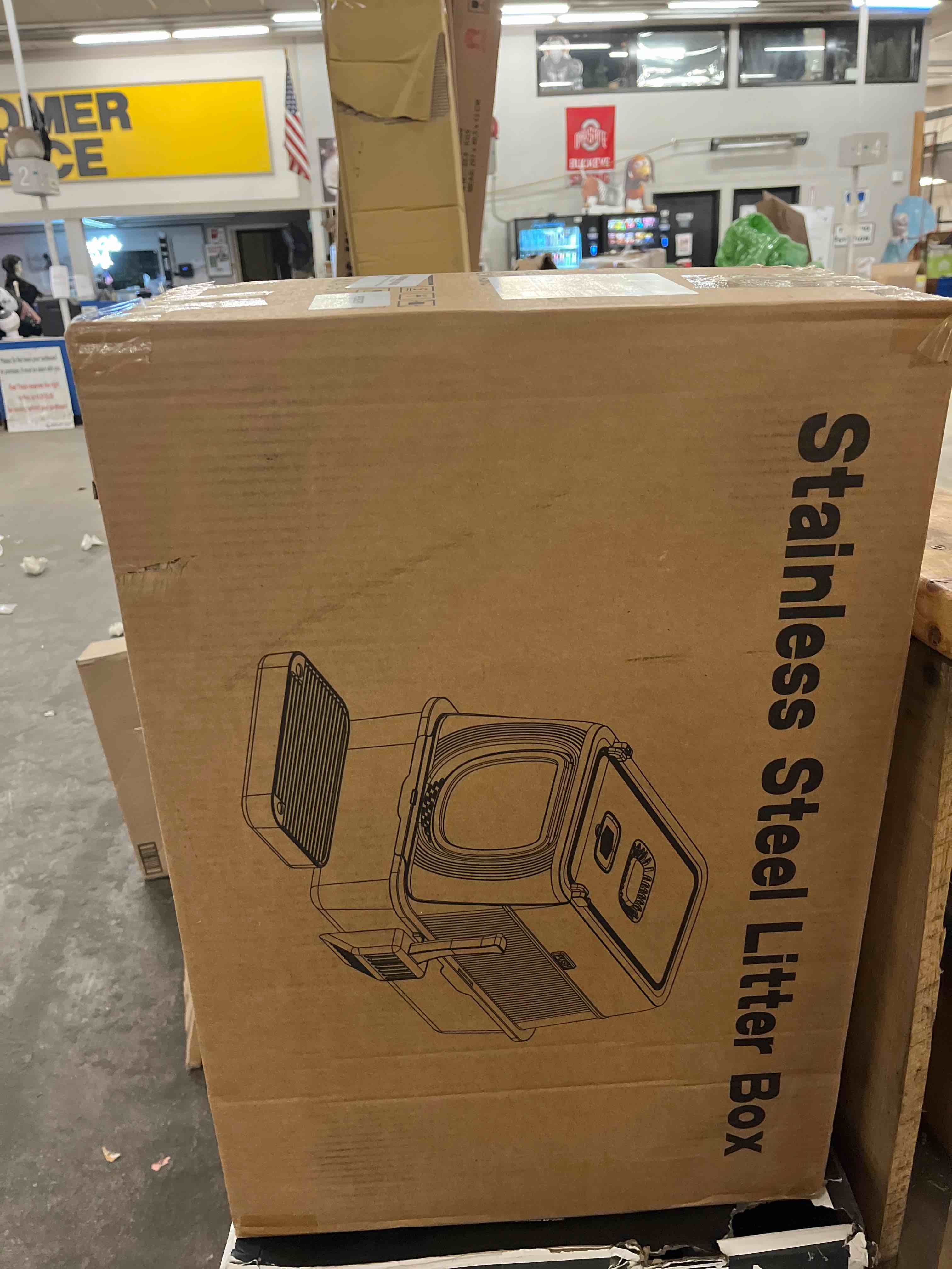 Condition photo showing New/Like New for Citylife Stainless Steel Cat Litter Box with Lid, XL Extra Large Enclosed Removable Metal Litter Box with Litter Scoop&Double Layer Litter Mat, Non-Sticky, Non-Odor, Easy Cleaning, for Big Cats, Grey