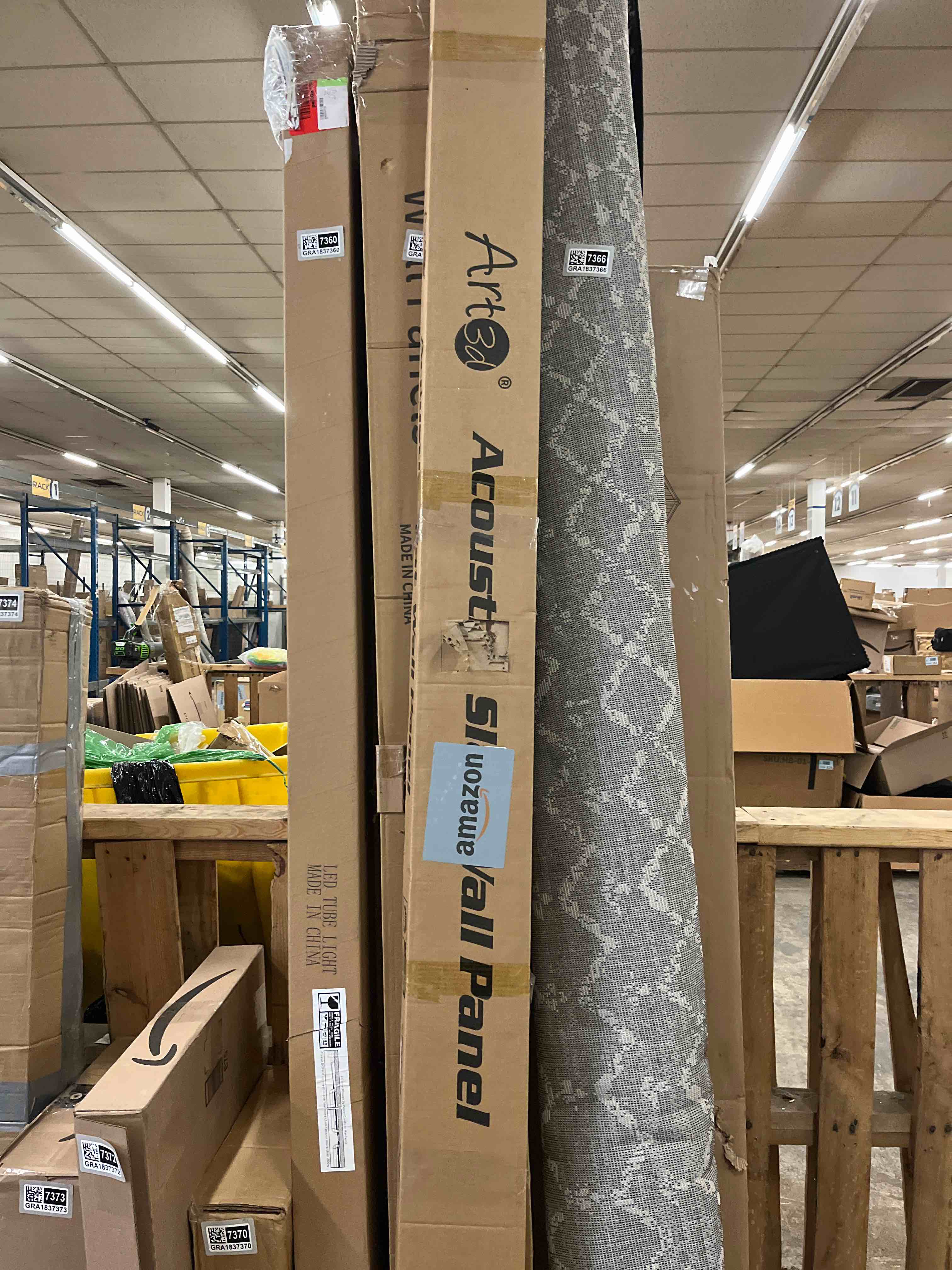Condition photo showing New/Like New for Art3d 4-Piece Wood Slat Acoustic Panels for Stylish Decor and Noise Reduction, 3D Textured Panel for Ceiling and Wall, Oak