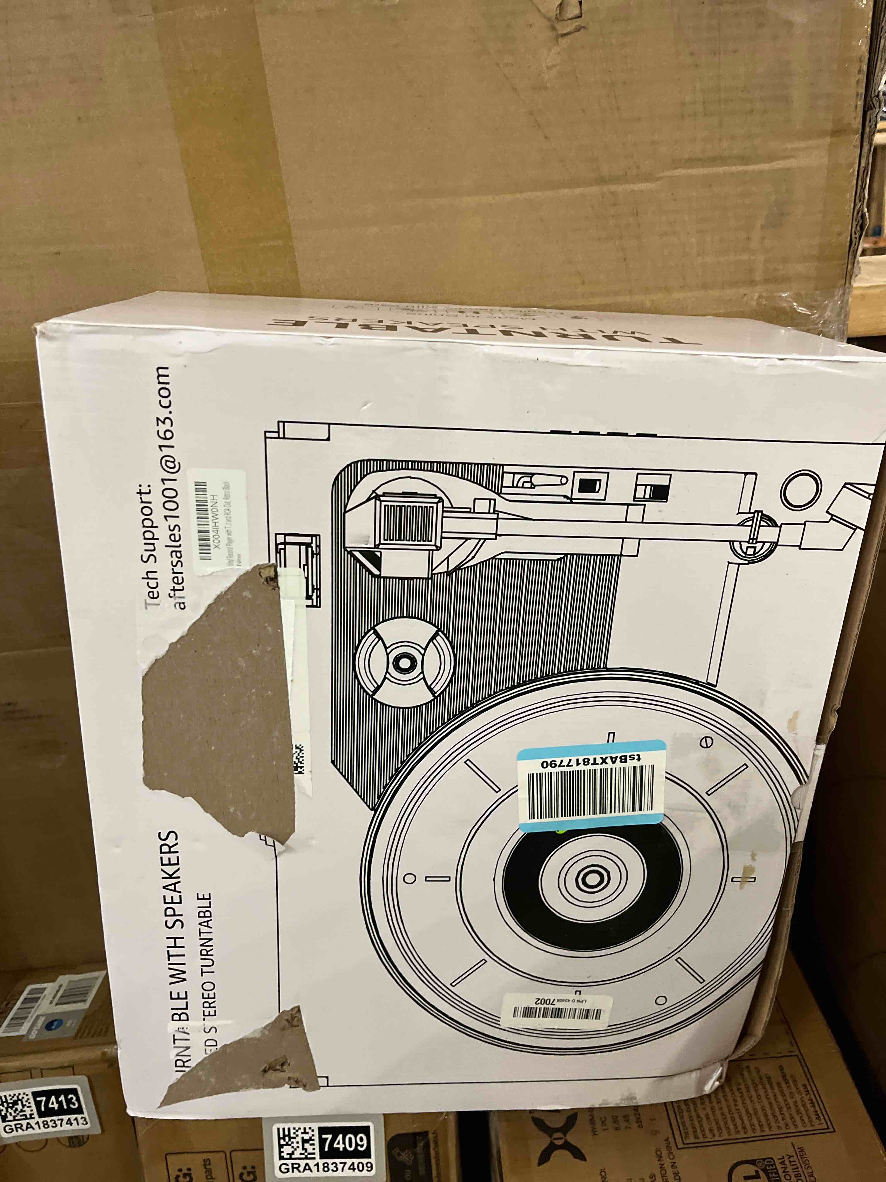 Condition photo showing New/Like New for Vinyl Record Player with Two Stereo Speakers, Bluetooth Playback Turntable with 3 Speed AUX Headphone Input and RCA Out, Retro Black