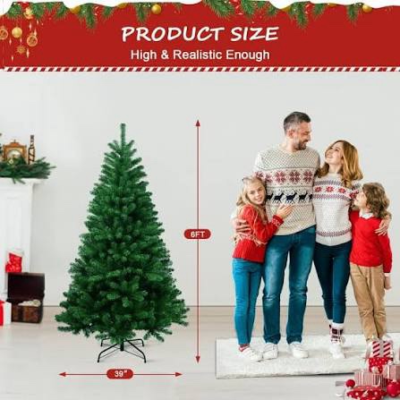 Condition photo showing New/Like New for 6ft Artificial Christmas Tree, Premium Hinged Spruce Christmas Trees Easy Assembly with Metal Foldable Stand, Fluffy Holiday Xmas Tree for Home Party Decoration