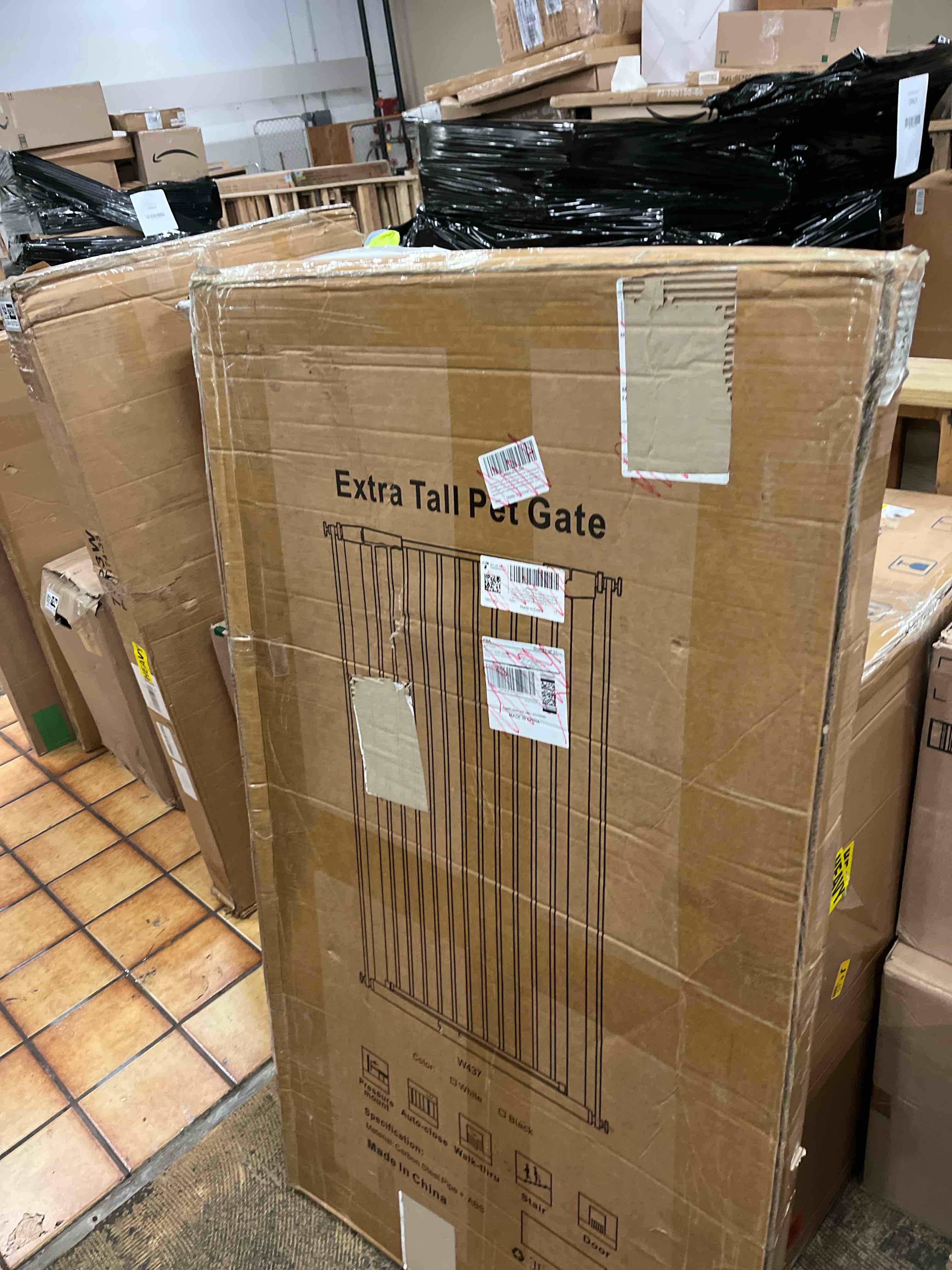 Condition photo showing New/Like New for 51.18" Extra Tall Pet Gate for Cats Dogs-29.6"-32.6" Extra Wide Baby Cat Gate for Stairs and Doorways-1.37" Ultra Narrow Spacing Dog Gate Dog Door with One-Handed Operation(29.6"-32.6")