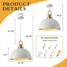 Condition photo showing New/Like New for 15.74" Industrial White Large Pendant Light Matte Finish Metal Light Fixture Farmhouse Hanging Light for Kitchen Island Dining Room Hallway
