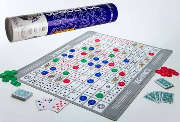 Jax Giant (aka Jumbo) SEQUENCE Game - Tube Edition with Cushioned Mat (27" x 32") Cards and Chips, Package Colors May Vary.