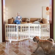 Fiwochic Short Dog Gate 19.7 x 78.7 Inch Adjustable Puppy Gate Indoor Folding Pet Door Small Dog Fence Freestanding Pet Barrier for Doorways Stairs Hallways