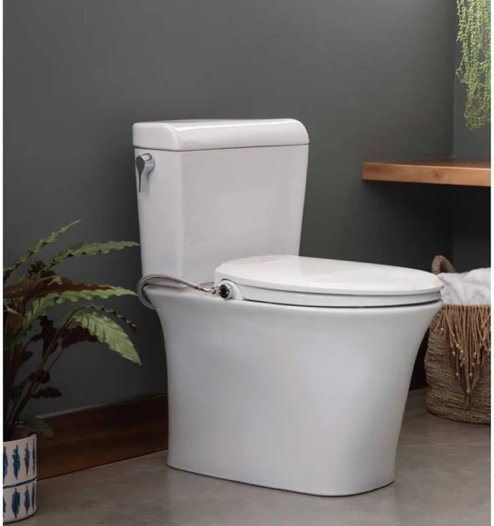 Brondell Swash Ecoseat Non-Electric Bidet Toilet Seat  Fits Elongated Toilets  White - Dual Temperature  Dual Nozzle System - Bidet with Easy Installation