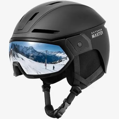 outdoormaster snowboard helmet with ski goggles,ski helmet and 2-in-1 visor detachable goggles set,protective eps foam & 14 cooling vents -snow helmets for men,women & youth