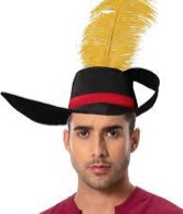 Cavalier Hat Puss Cosplay Cat- Boots Costume Hat for Adult, Halloween Hats with Feather for Men/Women