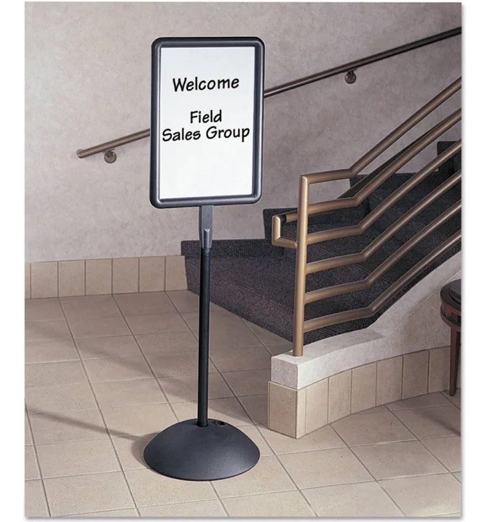 sign safco write way 64.25h rectangle black